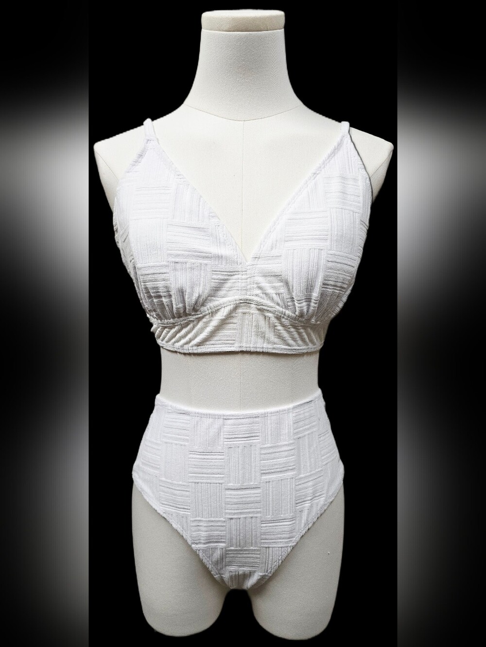 SHEIN White Textured Two-Piece Bikini Set